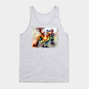 Watercolor Wall Street Bull Tank Top